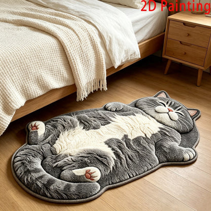 3D Sleeping Cat Doormat, Cute Kitten Door Mat, Funny Animal Floor Rug for Bedroom Bathroom & Entryway