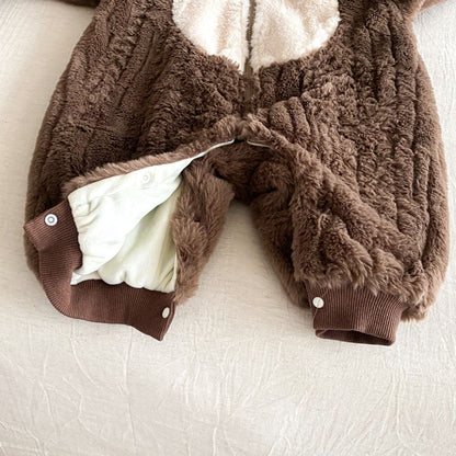 Toddler Fleece Jumpsuit – Cute Hooded Baby Romper for Boys & Girls
