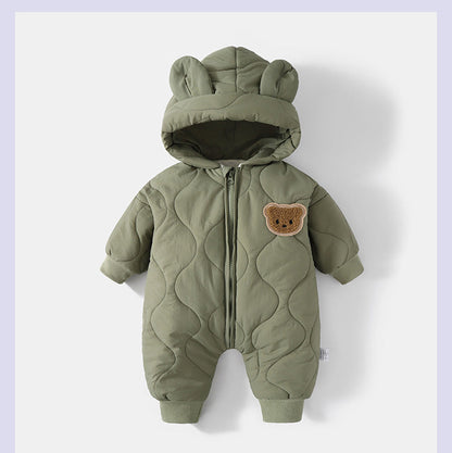 Little Bear Baby Jumpsuit – Adorable Hooded Fleece Romper for Newborns & Toddlers