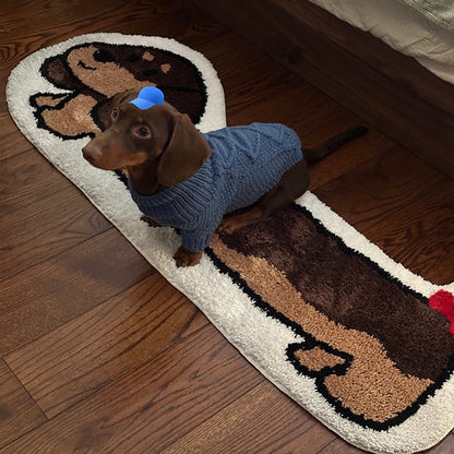 Dachshund Long Cartoon Thick Flocking Carpet Bedroom Bedside Blanket Non-Slip Tufted Floor Mat