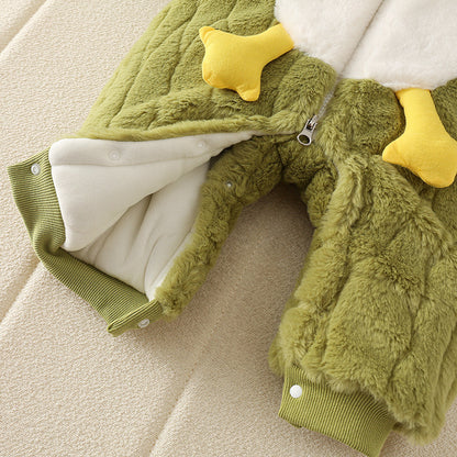 Cute Baby Rabbit Fleece Jumpsuit – Soft Hooded One-Piece Outfit for Newborns & Toddlers
