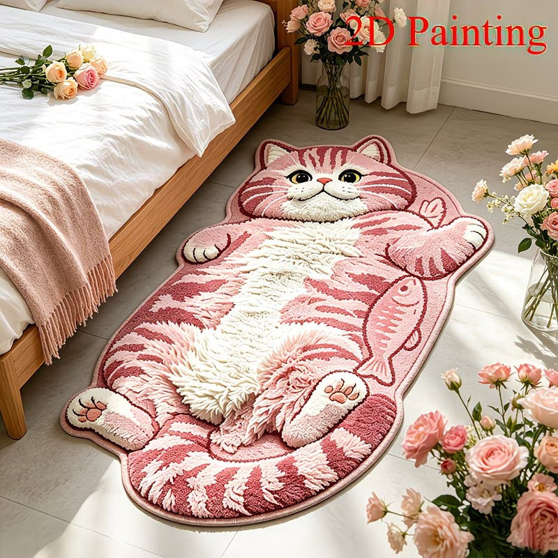 3D Sleeping Cat Doormat, Cute Kitten Door Mat, Funny Animal Floor Rug for Bedroom Bathroom & Entryway