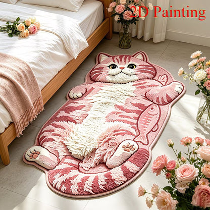 3D Sleeping Cat Doormat, Cute Kitten Door Mat, Funny Animal Floor Rug for Bedroom Bathroom & Entryway