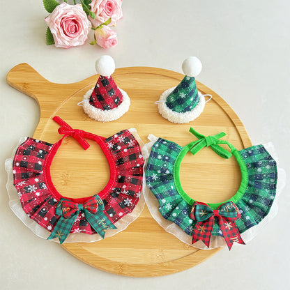 Pet Christmas Scarf, Cat Christmas Hats, Decorative Neck Scarves and Collars For Small and Medium-Sized Dogs