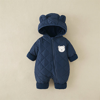 Warm Baby Fleece Romper – Cute Hooded Jumpsuit for Newborns & Growing Toddlers