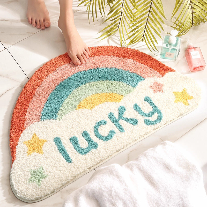 Cute Bathroom Non-Slip Mat, Funny Shaped Velvet Foot Mat, Home Bathtub Mat Home Decor