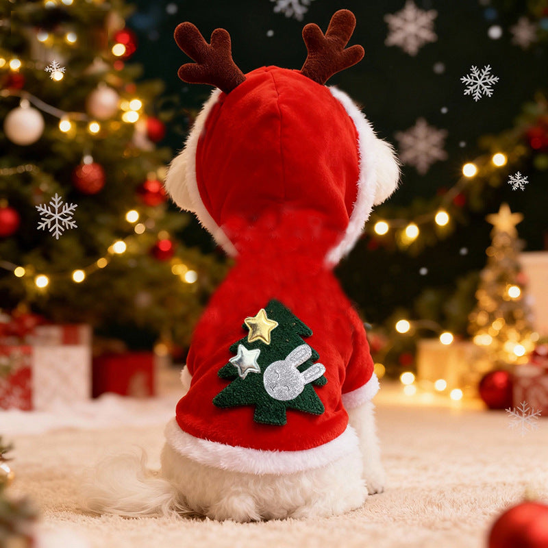 Pet Puppy Christmas Series Fleece Autumn and Winter Warm Clothes Bichon Teddy Pomeranian Cat Winter