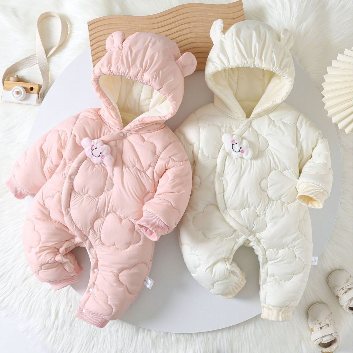 Cute Animal Baby Romper – Soft Plush Hooded Jumpsuit for Babies 0–2 Years