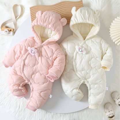 Cute Animal Baby Romper – Soft Plush Hooded Jumpsuit for Babies 0–2 Years