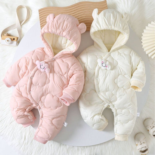 Cute Animal Baby Romper – Soft Plush Hooded Jumpsuit for Babies 0–2 Years