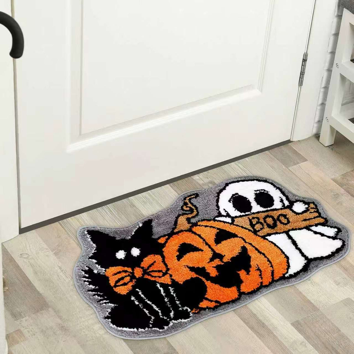 Halloween Alien-Shaped Faux Cashmere Floor Mat, Happy Halloween Funny Gift Home Decor