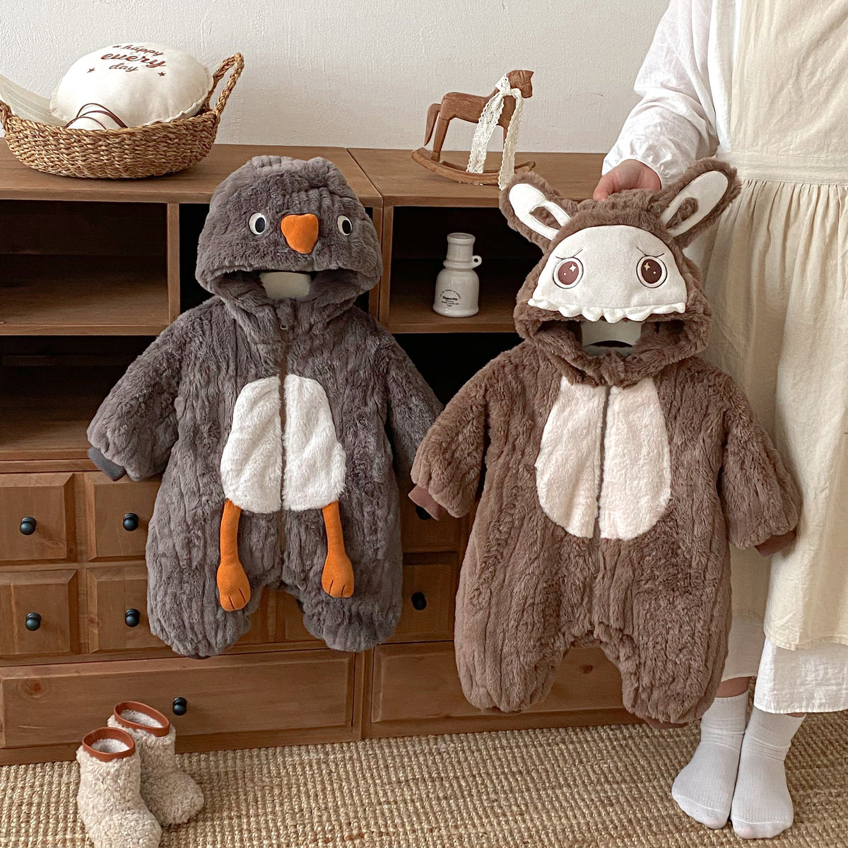 Toddler Fleece Jumpsuit – Cute Hooded Baby Romper for Boys & Girls