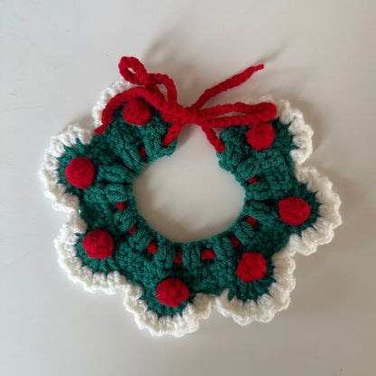 Christmas Cat Scarf, Dog Scarf, Saliva Towel, Small Size Dogs Pet Wool Collar, Hand-Knitted Accessories