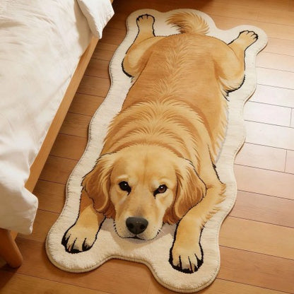 Cute Puppy Imitation Cashmere Bathroom Floor Mat, Stain-Resistant, Water-Absorbent, Non-Slip Mat, Thickened Household Entrance Door Mat