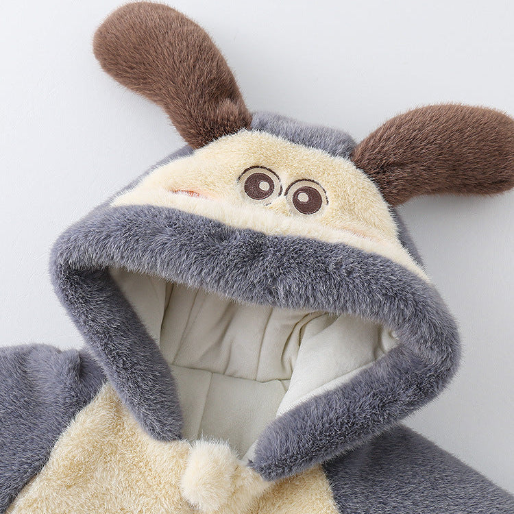 Soft Baby One-Piece Jumpsuit – Cozy Fleece Hooded Romper for Newborns & Toddlers