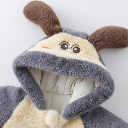 Soft Baby One-Piece Jumpsuit – Cozy Fleece Hooded Romper for Newborns & Toddlers
