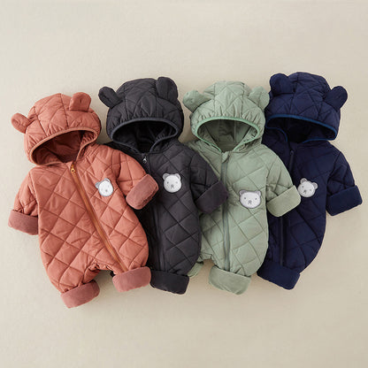 Cute Plush Baby Romper – Adorable Hooded One-Piece Jumpsuit for Little Ones