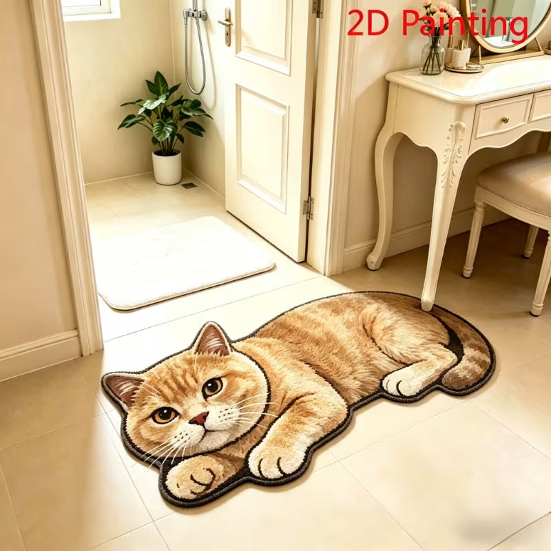 Imitation Cashmere Cute Pet-Themed Carpet for Entryway, Faux Cashmere Foot Mat Home Decor