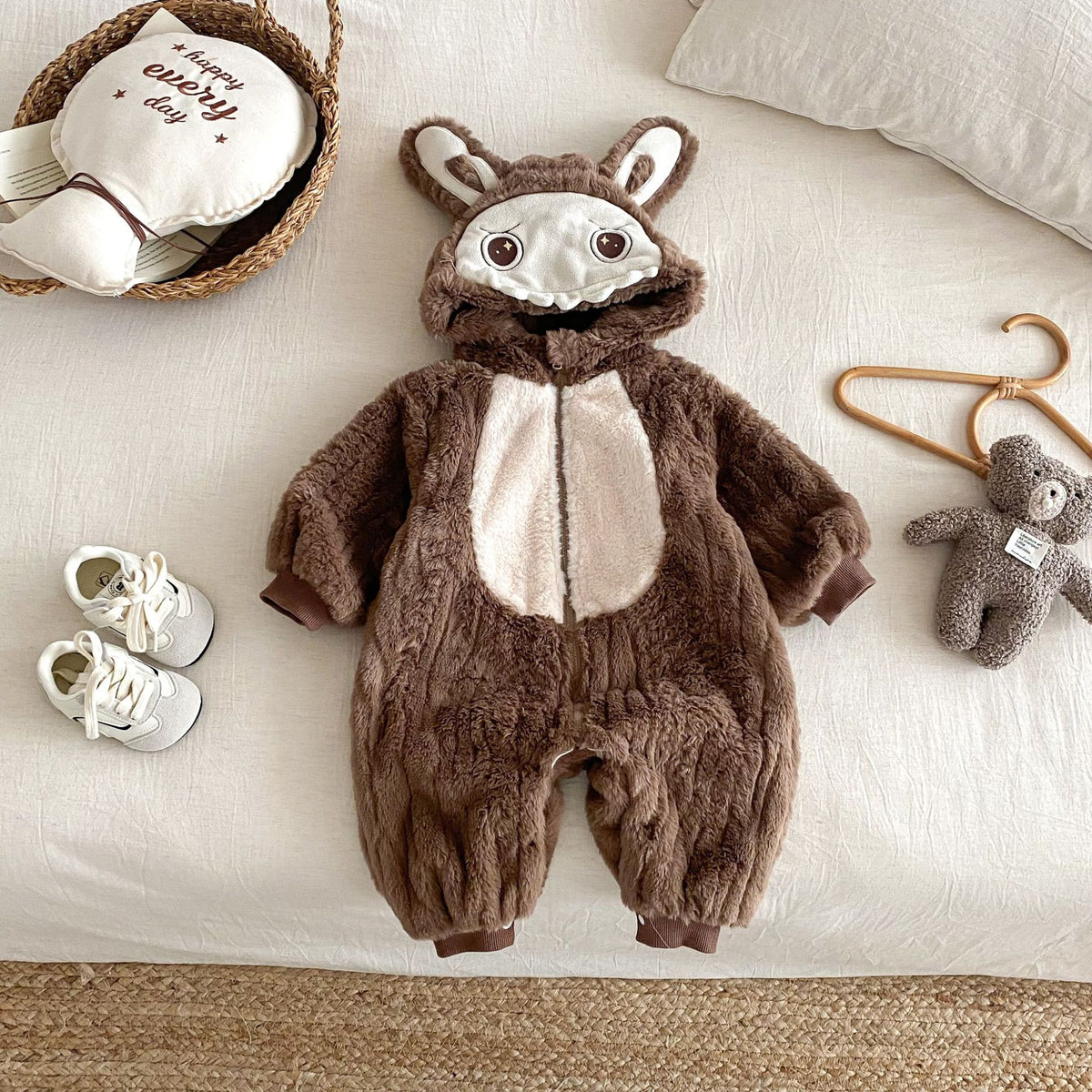 Toddler Fleece Jumpsuit – Cute Hooded Baby Romper for Boys & Girls