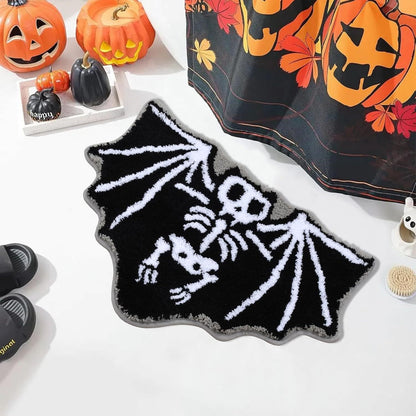 Halloween Alien-Shaped Faux Cashmere Floor Mat, Happy Halloween Funny Gift Home Decor