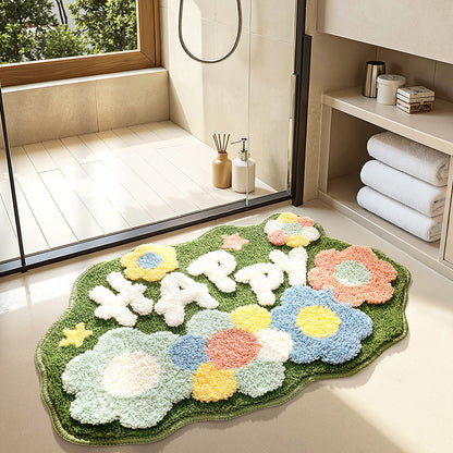 Cute Bathroom Non-Slip Mat, Funny Shaped Velvet Foot Mat, Home Bathtub Mat Home Decor