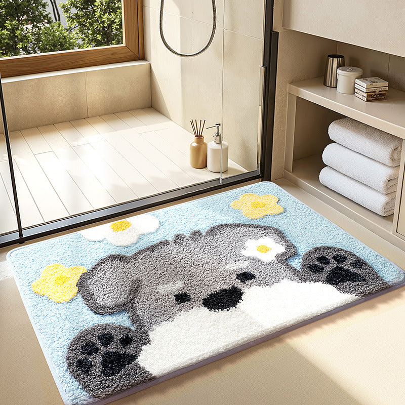 Cute Bathroom Non-Slip Mat, Funny Shaped Velvet Foot Mat, Home Bathtub Mat Home Decor