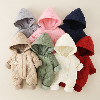 Little One Cozy Fleece Jumpsuit – Cute Animal Hooded Baby Romper 0–3 Years