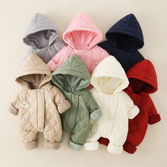 Little One Cozy Fleece Jumpsuit – Cute Animal Hooded Baby Romper 0–3 Years