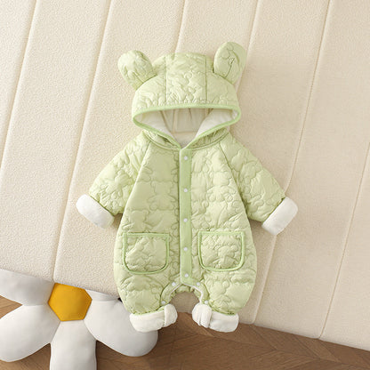 Baby Bear Hooded Romper – Cozy Fleece One-Piece Outfit for Little Boys & Girls