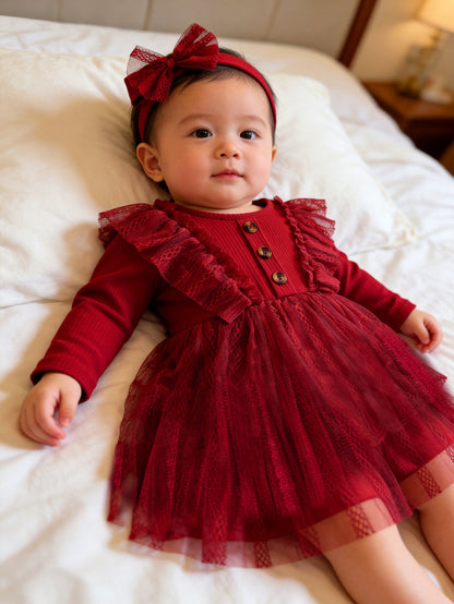Baby Girl Spring and Autumn Dress Children's Clothing Spring Popular Style Baby Mesh Dress Infant Long-Sleeved Princess Dress