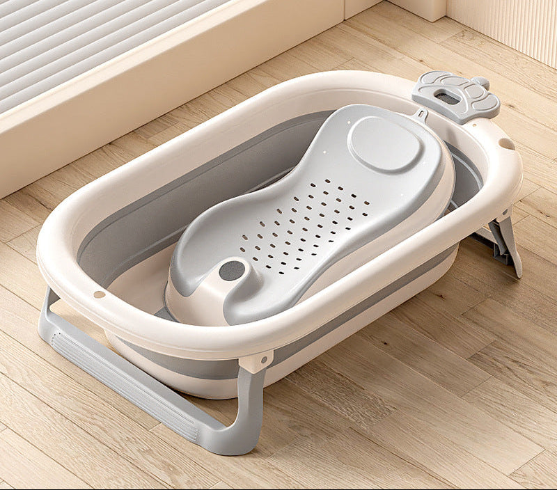 Foldable Baby Bathtub with Temperature Display & Bath Support – Space Saving Infant Toddler Tub with Non-Slip Legs
