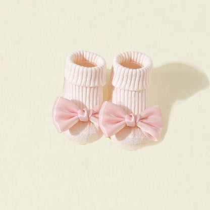 Spring and Autumn Bow-Tie Style Baby Floor Socks, Children's Walking Socks for Boys and Girls
