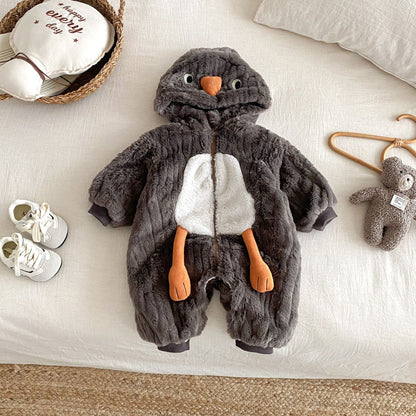 Toddler Fleece Jumpsuit – Cute Hooded Baby Romper for Boys & Girls