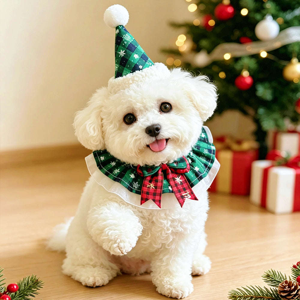 Pet Christmas Scarf, Cat Christmas Hats, Decorative Neck Scarves and Collars For Small and Medium-Sized Dogs