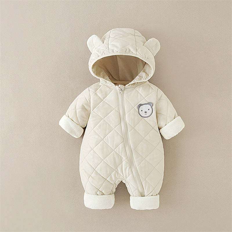 Warm Baby Fleece Romper – Cute Hooded Jumpsuit for Newborns & Growing Toddlers