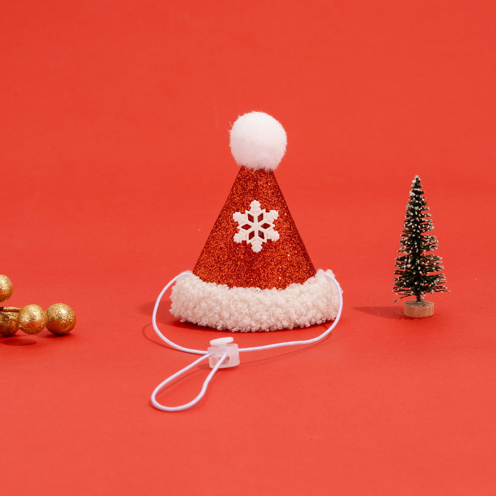 Pet Christmas suit Cat Scarf Headwear Scarf Medium and Small Dog Knitted Wool Hanging Hair Ball Elk