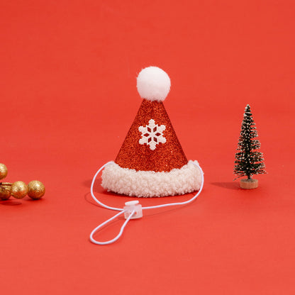 Pet Christmas suit Cat Scarf Headwear Scarf Medium and Small Dog Knitted Wool Hanging Hair Ball Elk