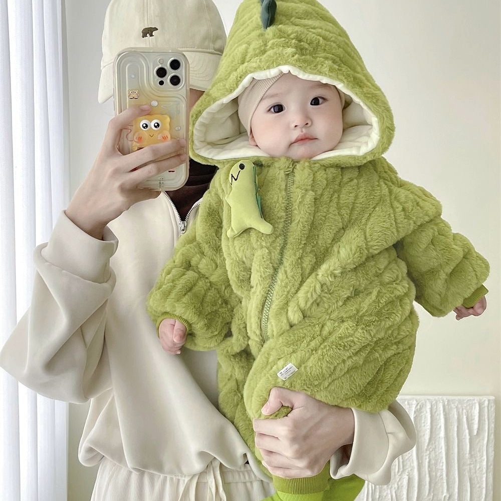 Fluffy Baby Hooded Jumpsuit – Cute Cozy One-Piece Outfit for Babies 0–3 Years