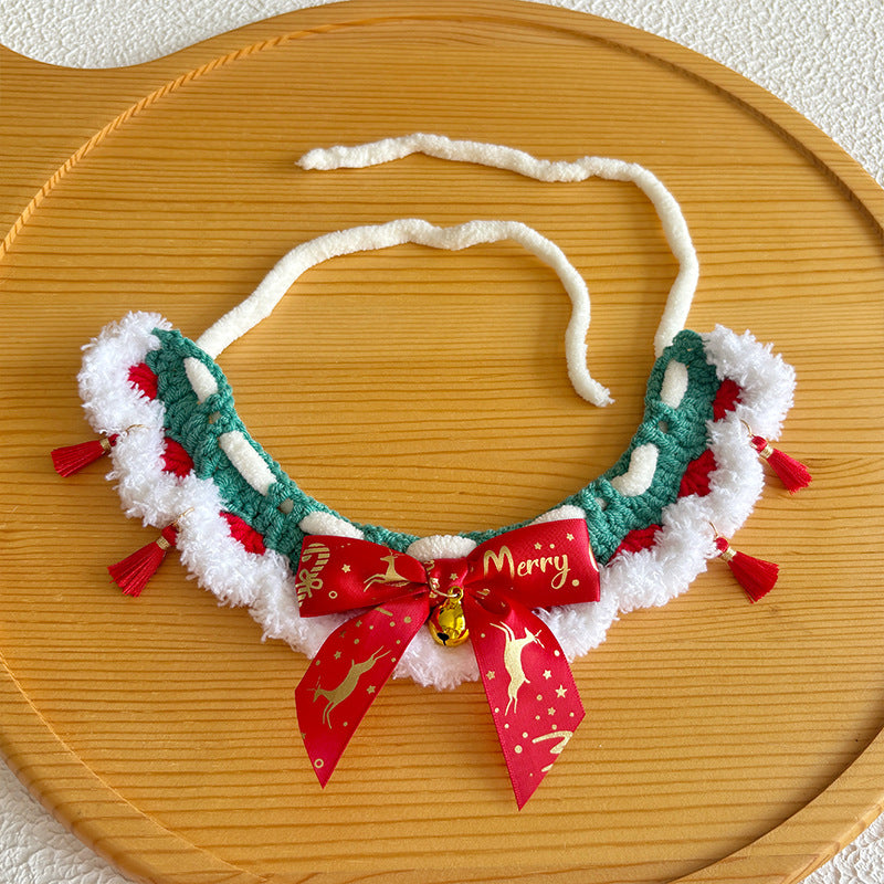 Pet Christmas Scarves, Cat Scarves, Dog Bibs, Accessories, Yarn Santa Bibs