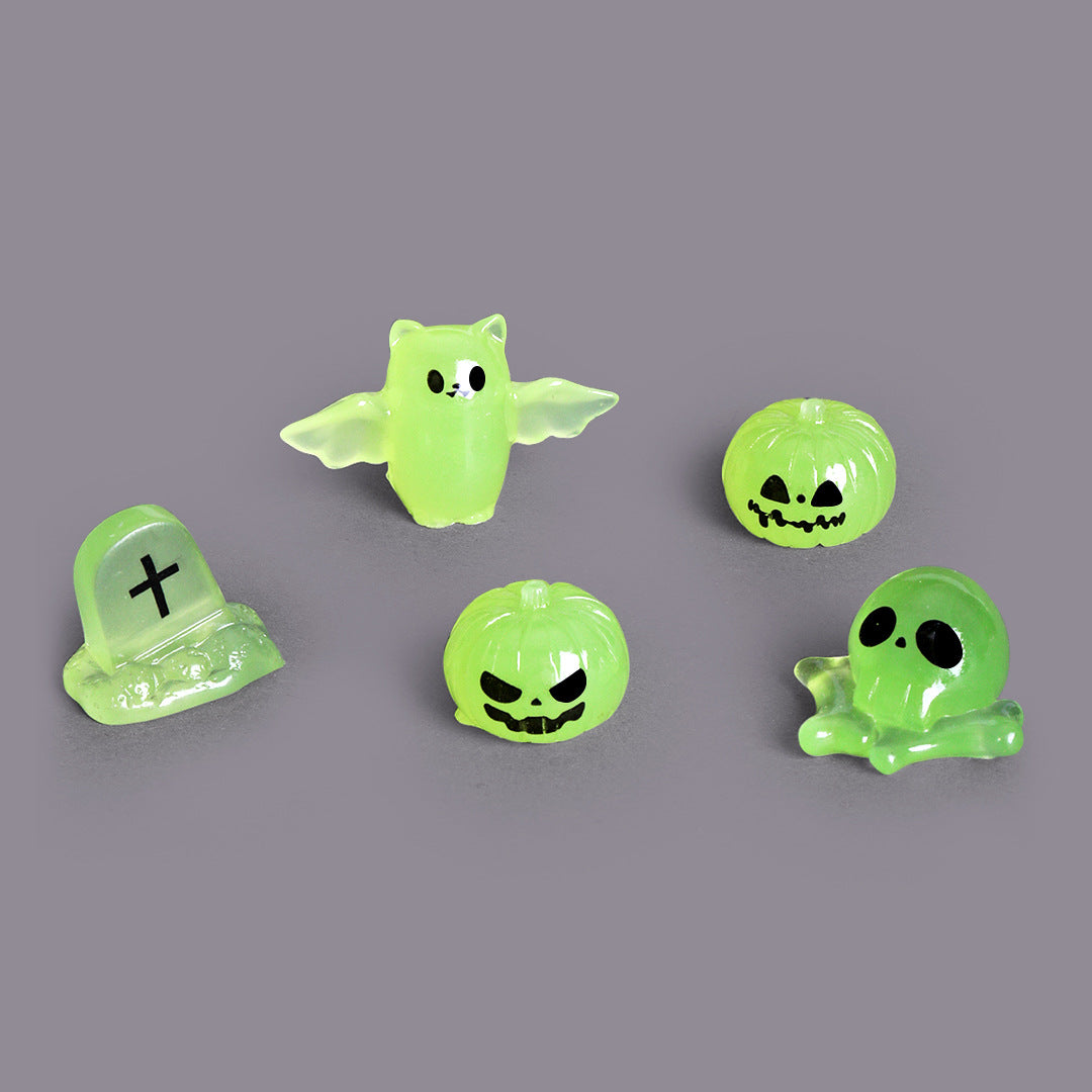 Micro Landscape Luminous Halloween Creative Cute Ghost Devil Pumpkin Decorations DIY Accessories Resin Small Ornaments