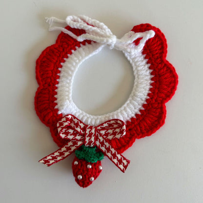 Christmas Cat Scarf, Dog Scarf, Saliva Towel, Small Size Dogs Pet Wool Collar, Hand-Knitted Accessories