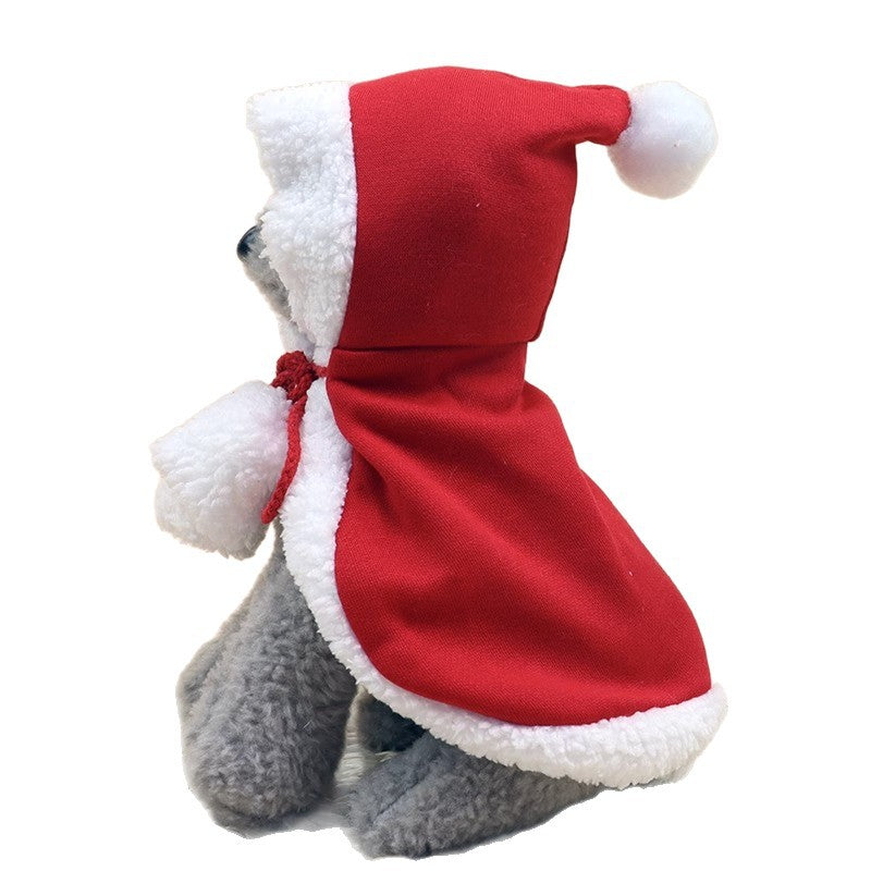 Pet Christmas Cape Little Red Riding Hood Christmas Costume Cute Hat Headwear Neck Scarf