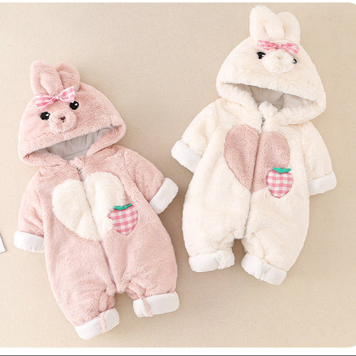 Baby Plush Romper – Warm Hooded Fleece Jumpsuit for Newborns, Babies & Toddlers