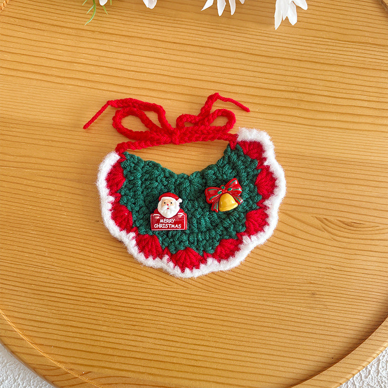Pet Christmas Scarves, Cat Scarves, Dog Bibs, Accessories, Yarn Santa Bibs