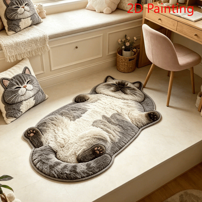 3D Sleeping Cat Doormat, Cute Kitten Door Mat, Funny Animal Floor Rug for Bedroom Bathroom & Entryway