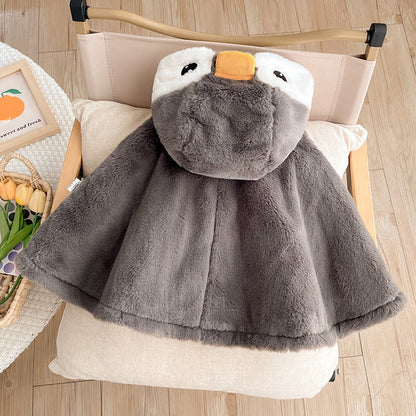 Cute Baby Fleece Cloak – Soft Hooded One-Piece Romper for Newborns & Toddlers