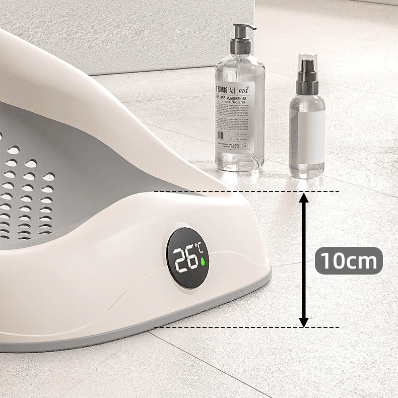 Foldable Baby Bath Support Seat with Digital Thermometer – 3-Level Adjustable Newborn Bath Lounger