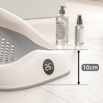 Foldable Baby Bath Support Seat with Digital Thermometer – 3-Level Adjustable Newborn Bath Lounger