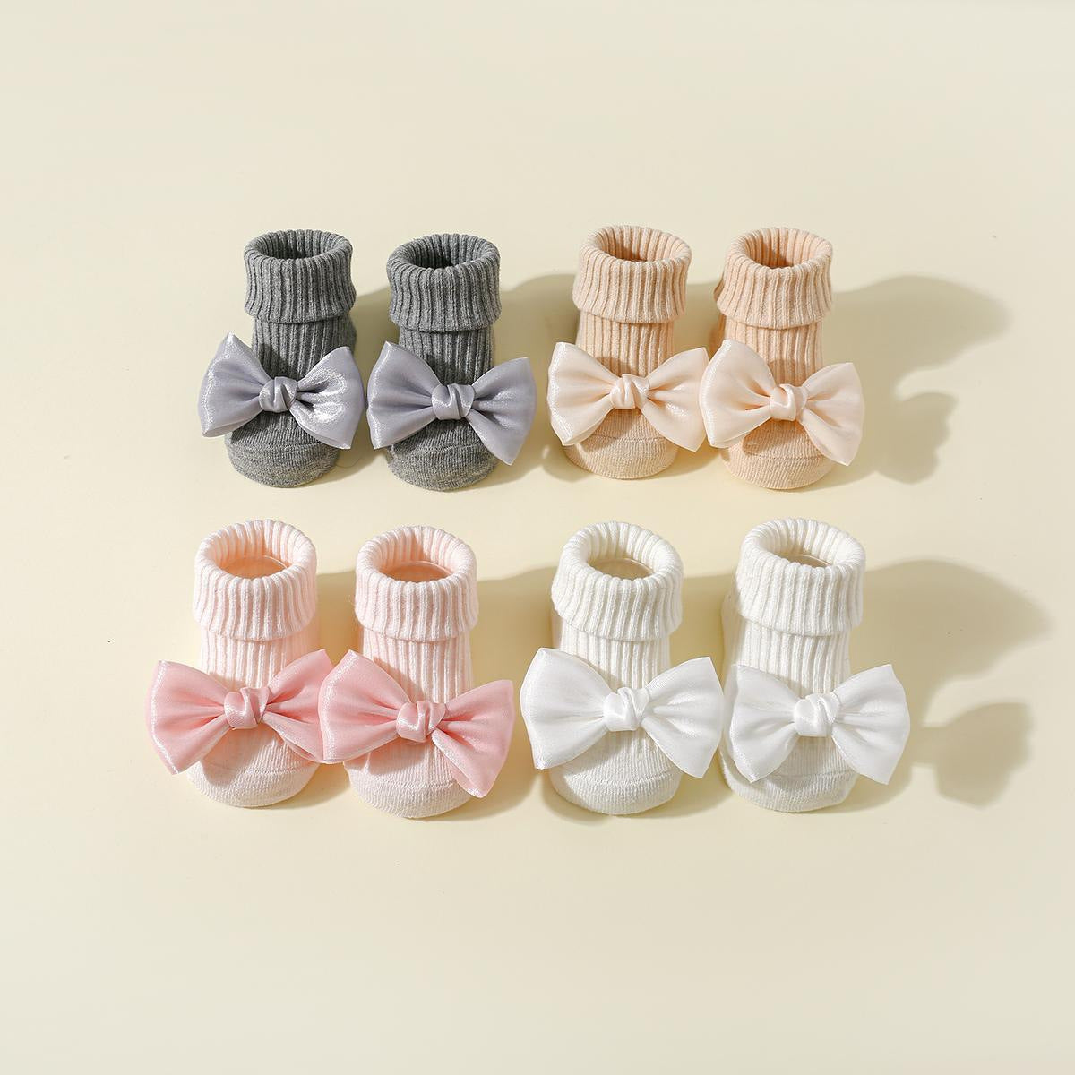 Spring and Autumn Bow-Tie Style Baby Floor Socks, Children's Walking Socks for Boys and Girls