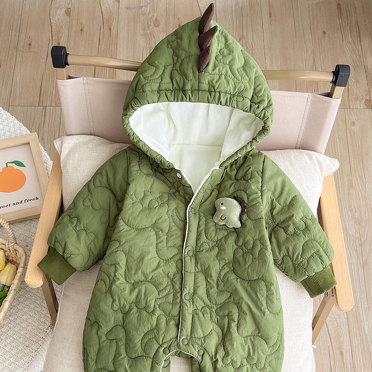 Cute Cotton Baby Jumpsuit – Soft Plush Hooded Romper for Newborns & Toddlers